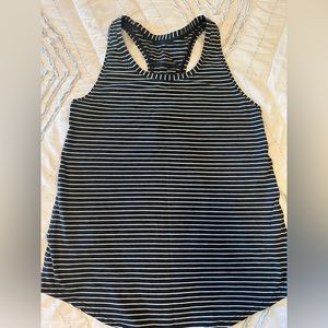 LuLulemon black and white striped Pima Cotton Racerback Tank — size 4